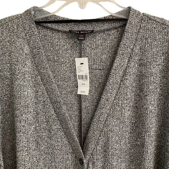 Lane Bryant long duster button up cardigan sweater women’s 22 Heather Gray NEW - Picture 2 of 7